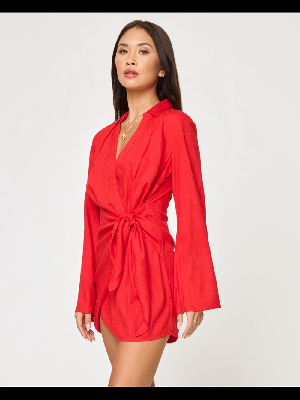 L*SPACE Las Palmas Long Sleeve Cover-Up Wrap Dress